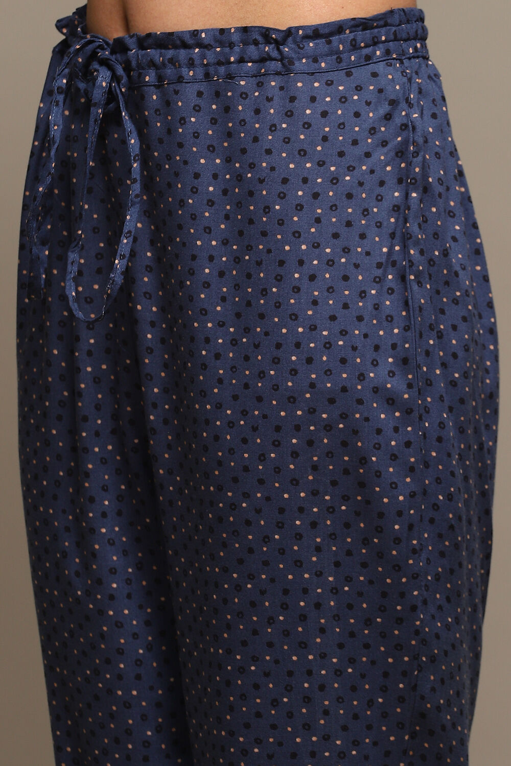 Indigo & Red Rayon Straight Kurta Pants Suit Set image number 2