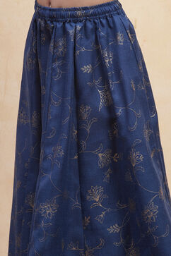 Navy Polyester Peplum Lehenga Set image number 2