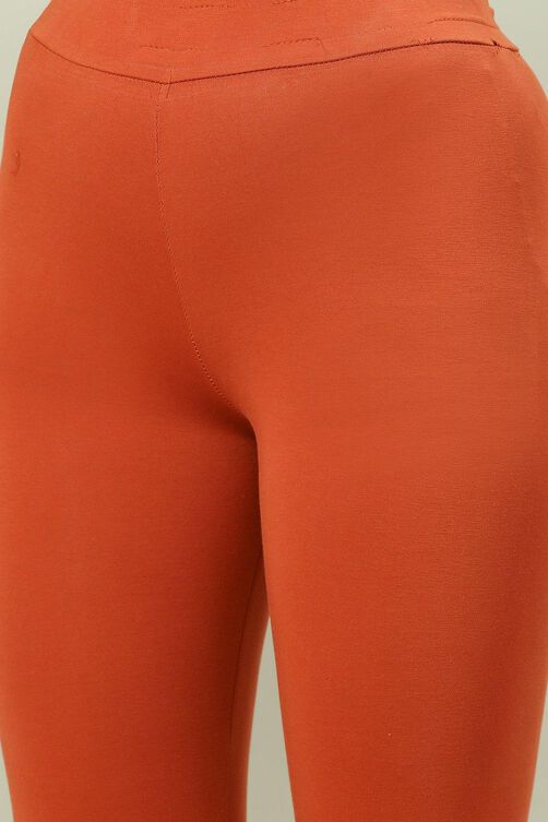 Black Cotton Blend Solid Leggings image number 1