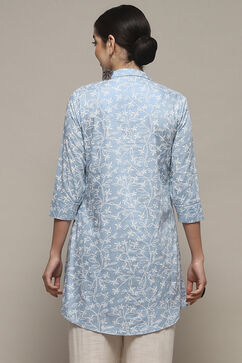 Sky Blue Rayon Straight Kurta image number 3