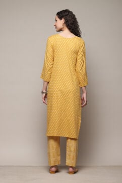 Yellow Cotton Machine Embroidered Unstitched Suit Set image number 5