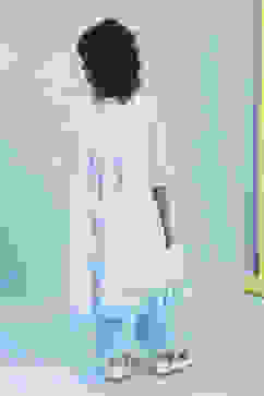 White and Blue Cotton Printed Gathered Suit Set image number 4