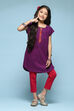 Purple Cotton Straight Solid Kurta Set