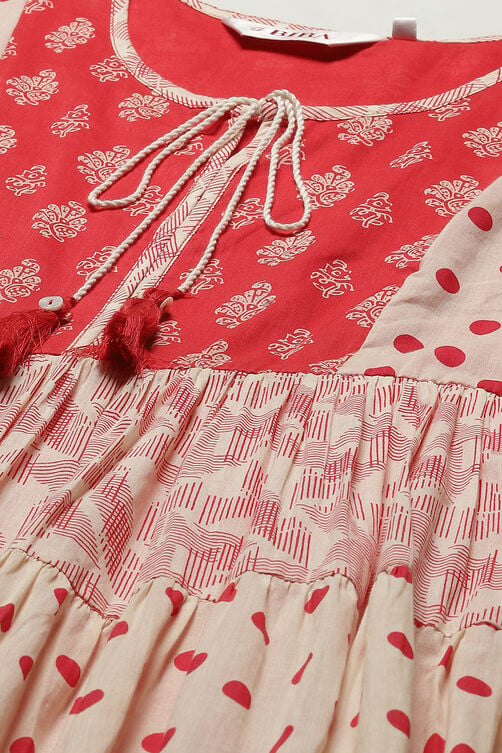 Red Cotton Tiered Dress