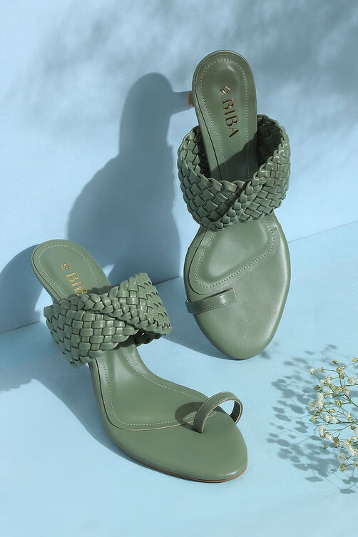 Green Pu Ring Toe Sandals image number 0