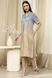 Grey and Beige Printed Straight Co-ord Set image number 3