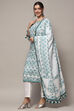 White Green Muslin Unstitched Suit set image number 5