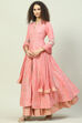 Off White Cotton Anarkali Kurta Lehenga Suit Set image number 5