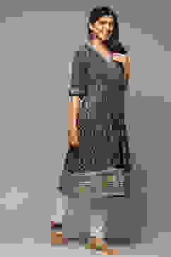 Blue Rayon Straight Printed Kurta image number 4