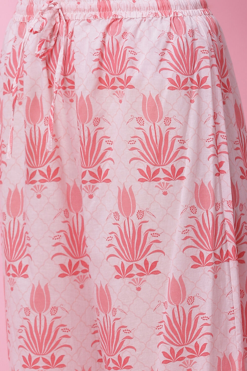 Peach Cotton Flared Kurta Set image number 2