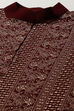 Wine Georgette Hand Embroidered Unstitched Suit Set image number 2