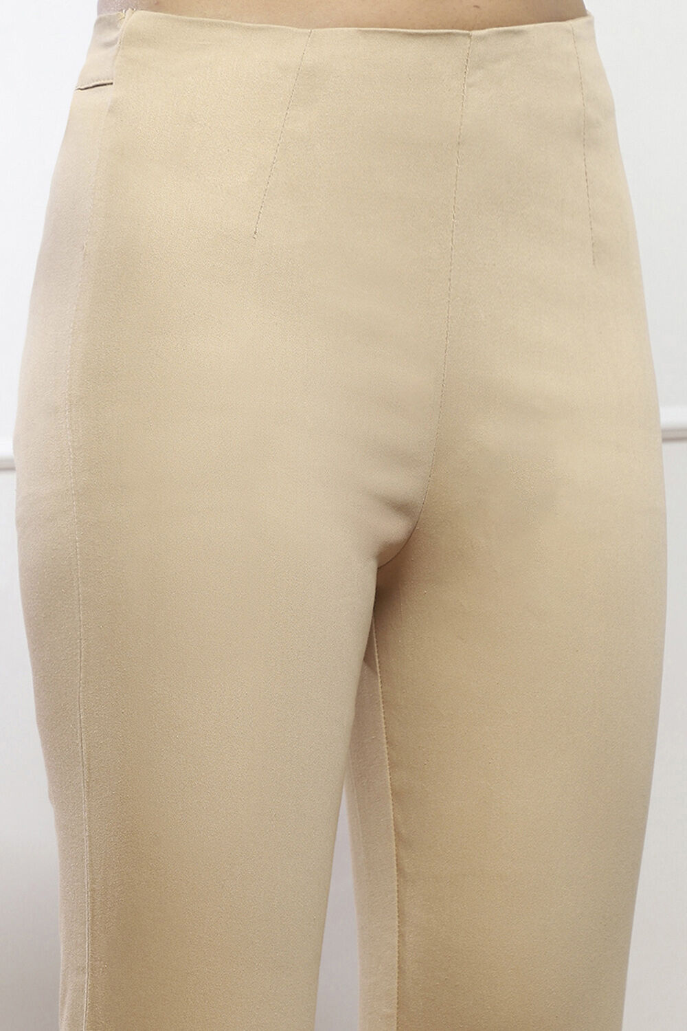 Beige Cotton Blend Slim Pant image number 1