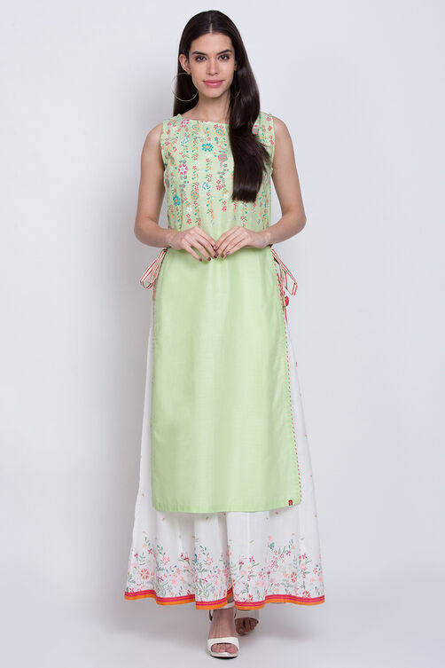 Green Cotton Straight Printed Kurta image number 0