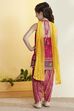 Pink Printed Straight Cotton Kurta Set image number 5