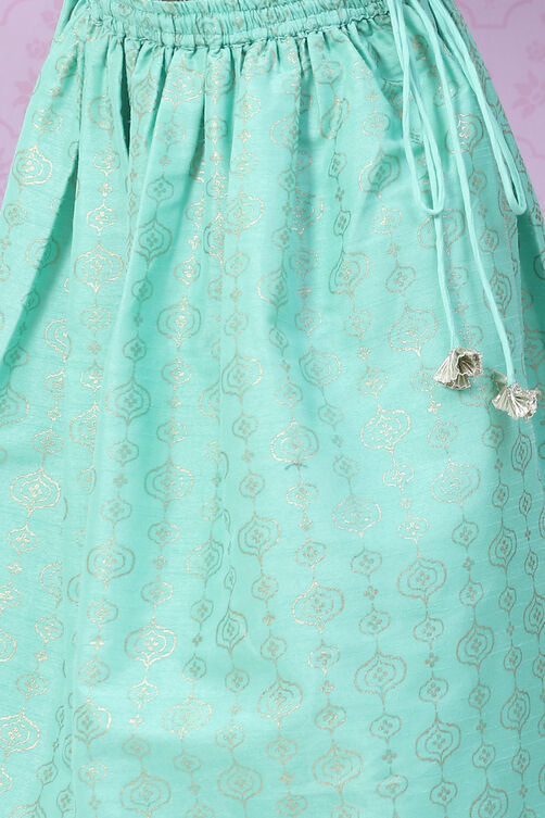 Turquoise Art Silk Lehenga Set image number 2