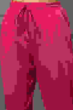 Rohit Bal Fuschia Cotton Blend Straight Kurta Suit Set image number 2