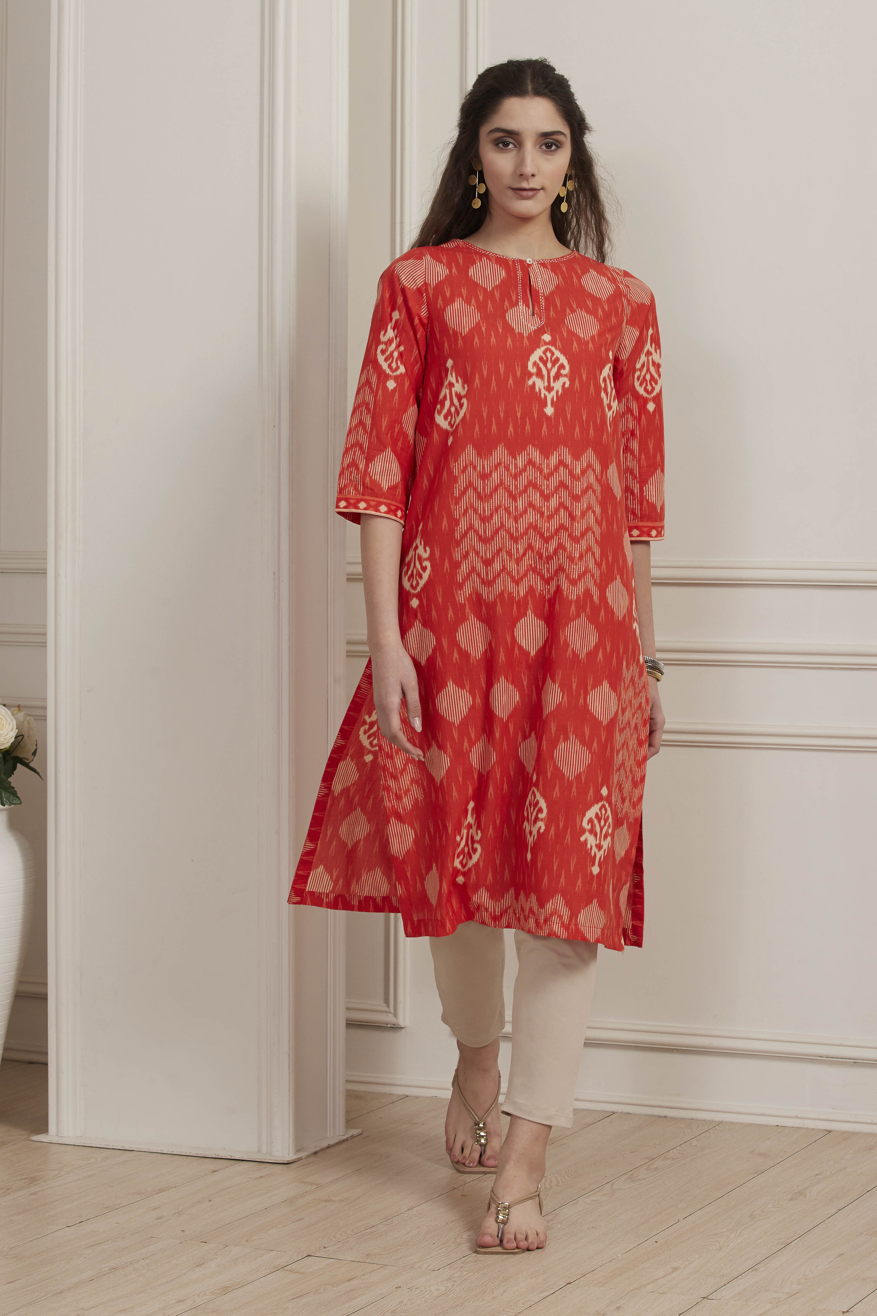 Black Cotton Printed Straight Kurta image number 5