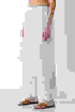 White Cotton Straight Palazzos image number 2