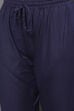 Rohit Bal Navy Blue Cotton Anarkali Solid Suit Set image number 4