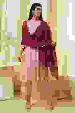 Red Cotton Solid Dupatta image number 0