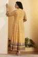 Yellow Cotton Anarkali Kurta Pants Set image number 5