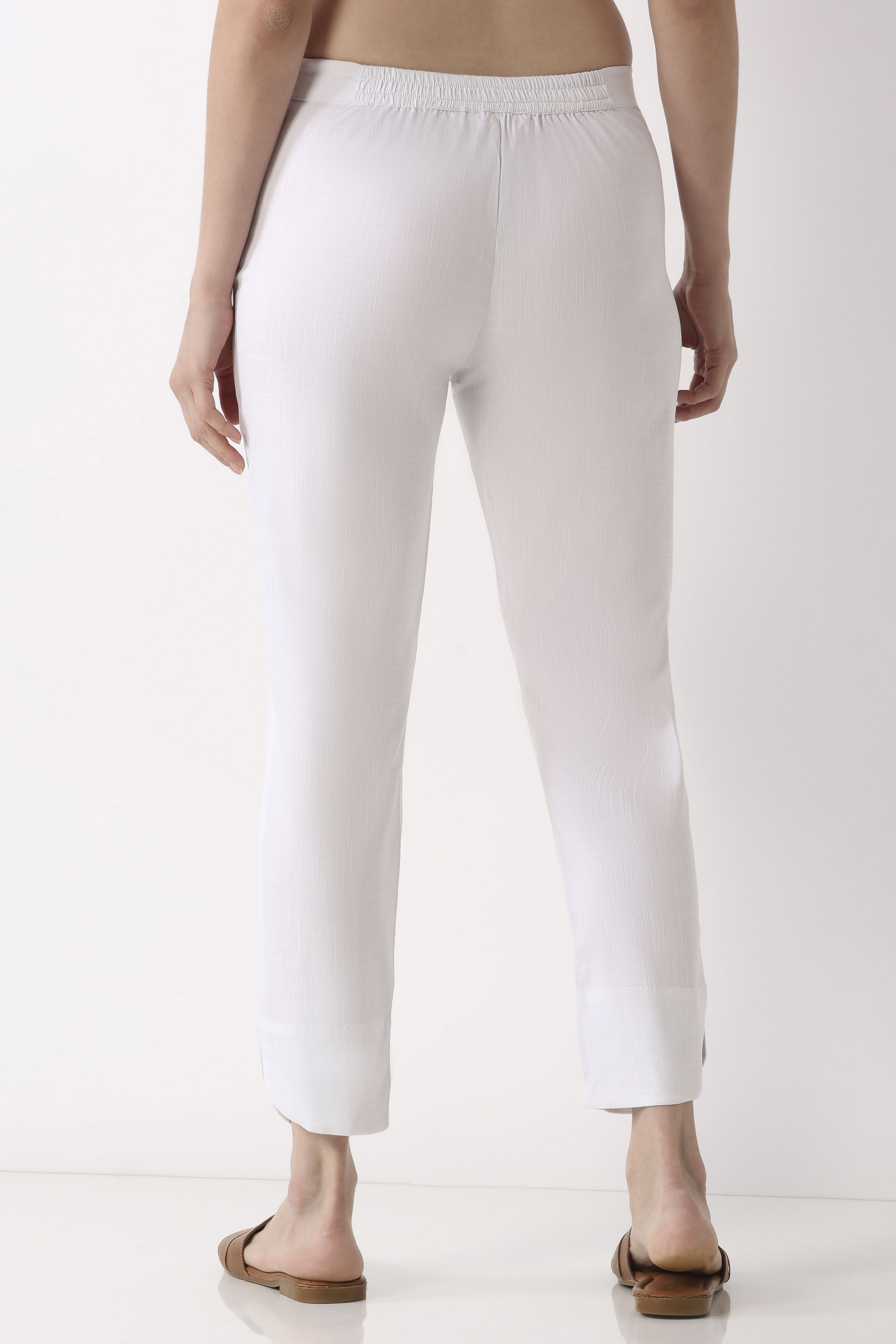 Off White Viscose Blend Pants image number 5