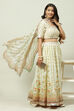 Cream Art Silk Lehenga Set image number 7