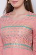 Blue Art Silk Flared Printed Kurta image number 1