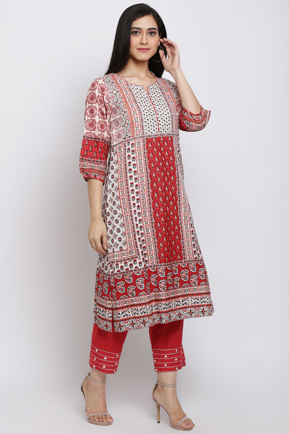 Ivory Viscose A Line Kurta image number 4