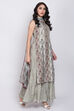 Moss Green Cotton Silk Straight Kurta Sharara Suit Set image number 4