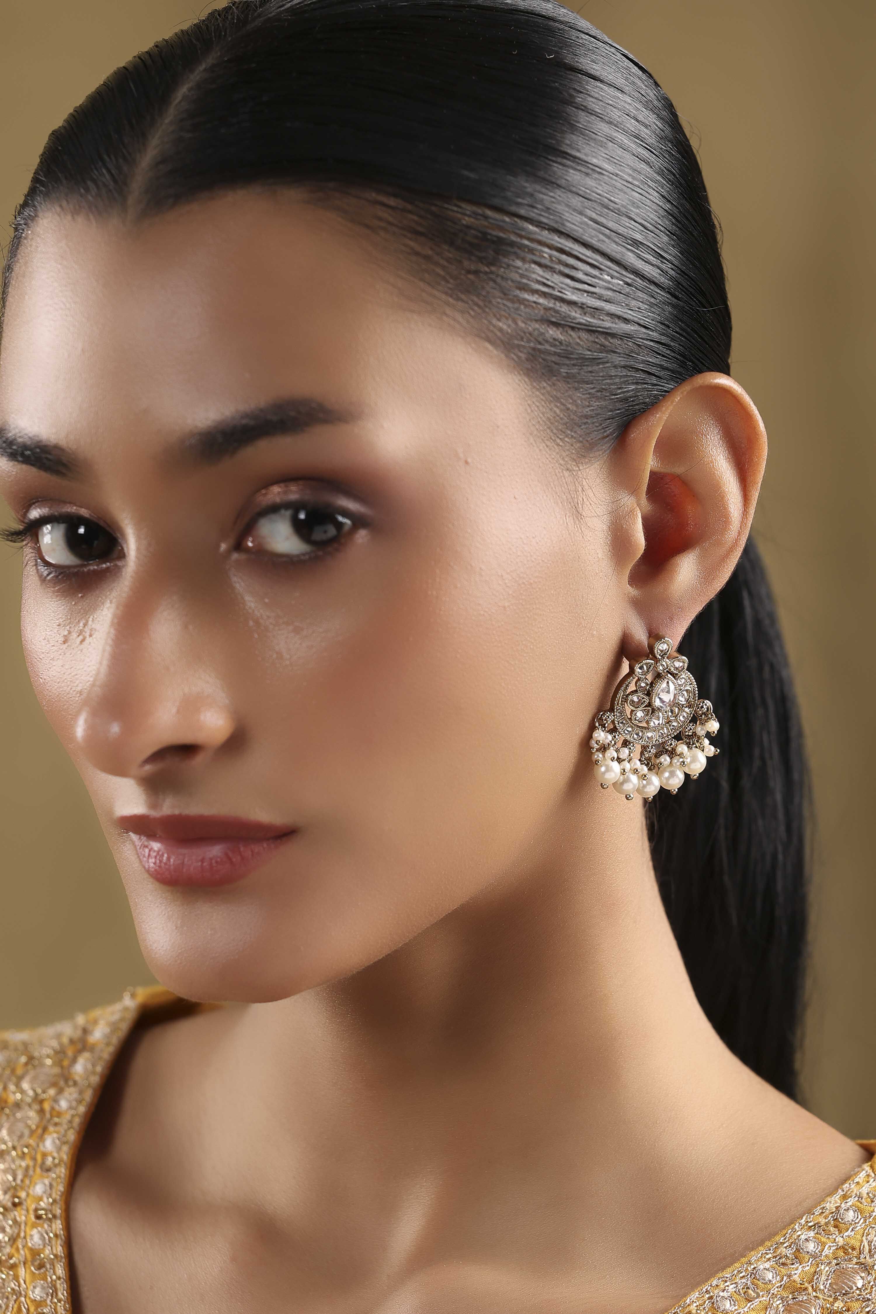 White Alloy Drop & Danglers image number 3