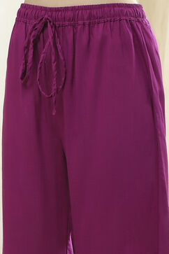Purple Solid Straight Kurta Set image number 2
