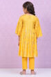 Yellow Viscose Flared Kurta Legging Suit Set