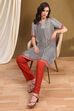 Black and White Striped High-Low A-Line Kurta