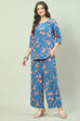 Blue Printed Straight Kurta Palazzo Suit Set image number 0