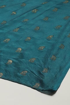 Teal Polyester Straight Embroidered Kurta Palazzo Suit Set image number 3