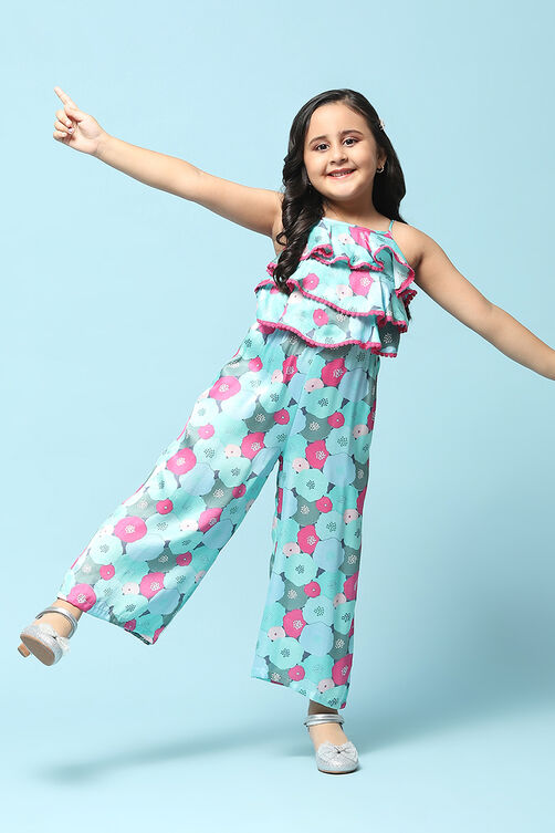 Blue Cotton Straight Printed Jumpsuit image number 0