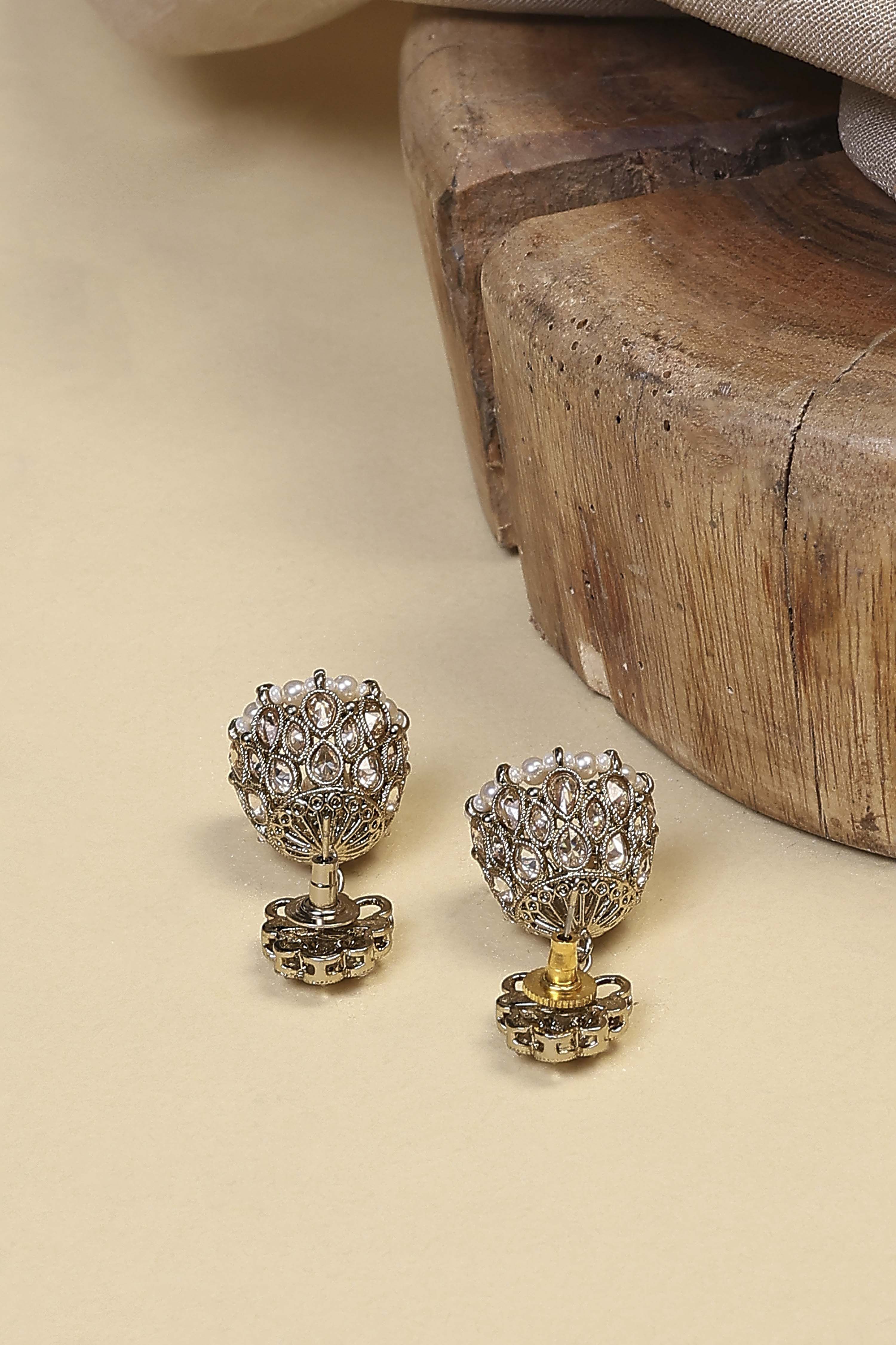 White Pearl Embellished Earrings image number 2