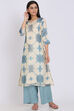 Cream Poly Cotton Straight Printed Kurta image number 0
