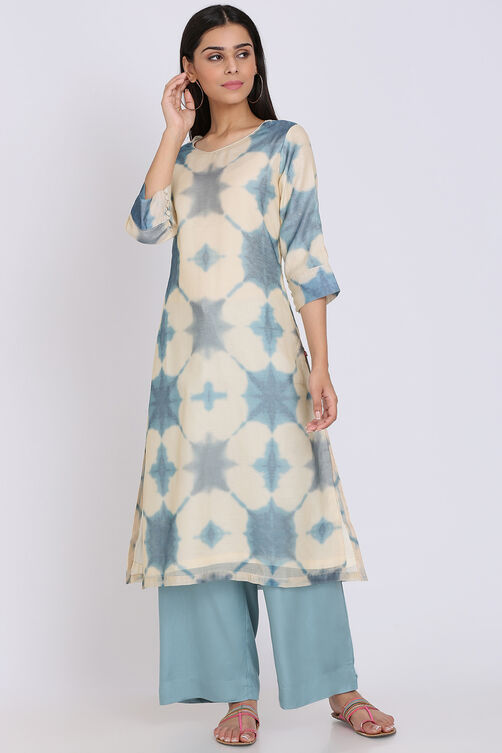 Cream Poly Cotton Straight Printed Kurta image number 0