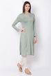 Rust Acrylic And Wool Straight Solid Kurta image number 3