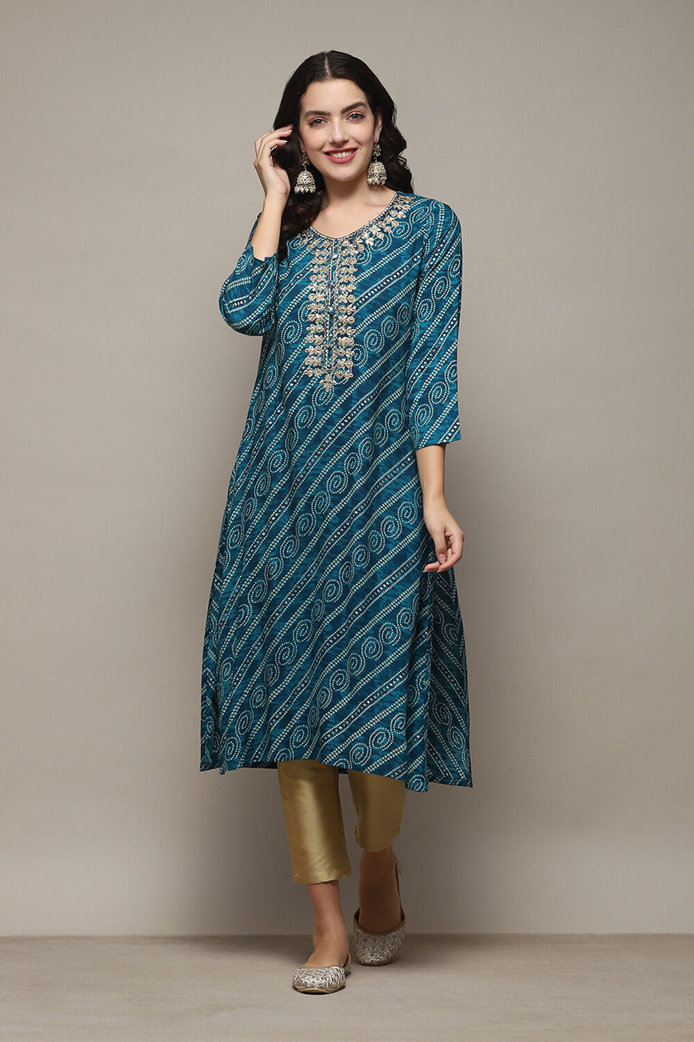 Red Rayon Straight Printed Kurta image number 5