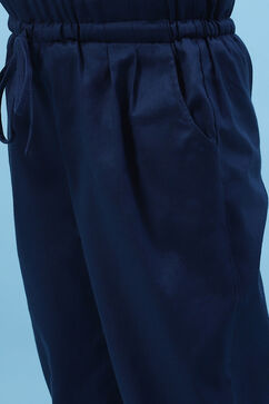 Marine Blue Cotton Solid Pants image number 1