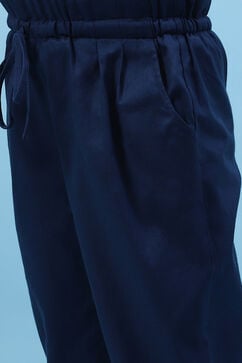 Marine Blue Cotton Solid Pant image number 1