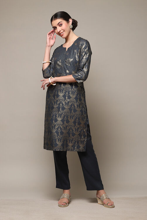 Blue Rayon Flared 2 Piece Set image number 0