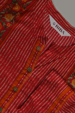 Coral Cotton A-Line Kurta Palazzo Suit Set image number 1