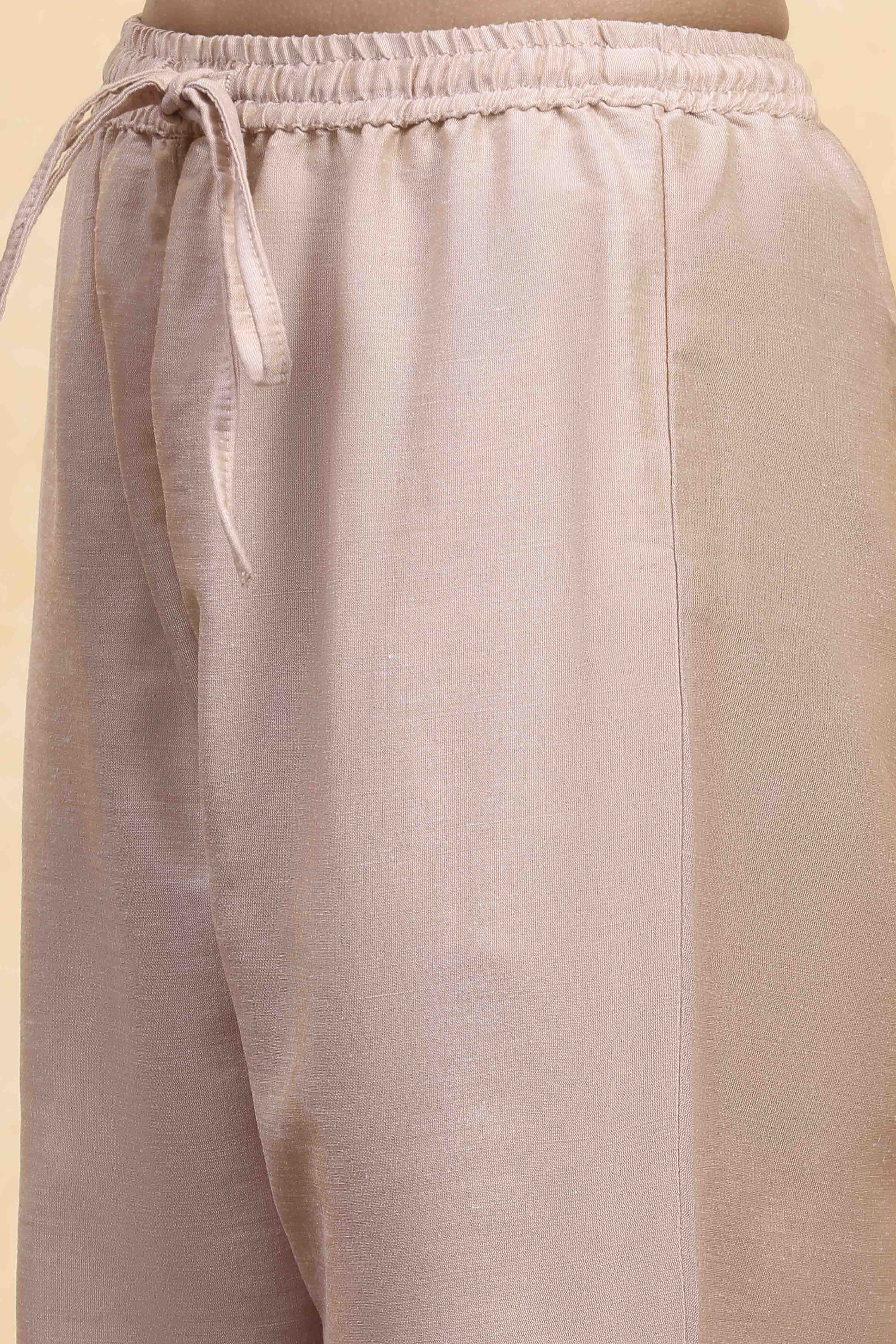 Gold Cotton Gathered Suit Set image number 2