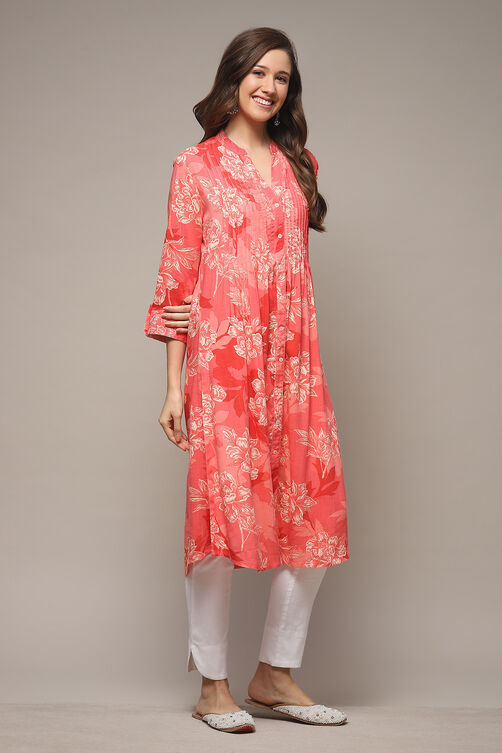 Coral LIVA Straight Printed Kurta image number 4