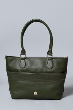 Olive Pu Leather Tote Bag image number 1