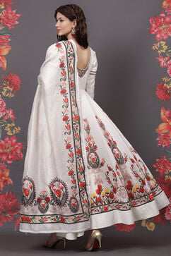 Rohit Bal Ivory Cotton Silk Anarkali Printed Suit Set image number 6